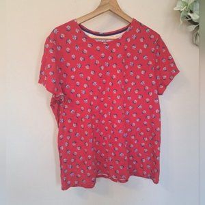 Women's Croft and Barrow Classic Tee Red Floral Top XL